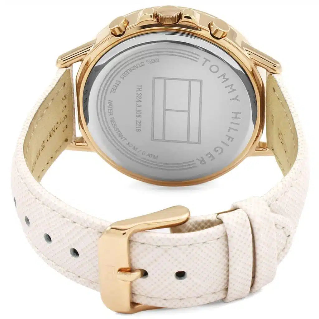 Original Tommy Hilfiger Shawn Women's Watch - Gold Case & White Saffiano Leather (1781789)