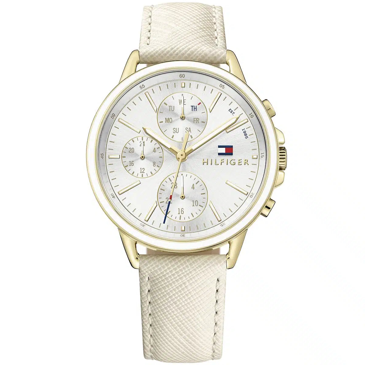 Original Tommy Hilfiger Shawn Women's Watch - Gold Case & White Saffiano Leather (1781790)