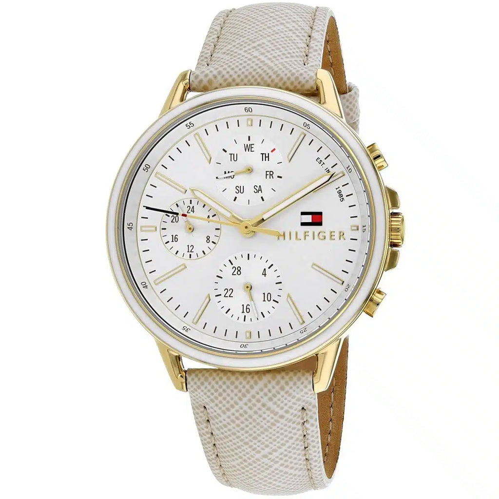 Original Tommy Hilfiger Shawn Women's Watch - Gold Case & White Saffiano Leather (1781790)