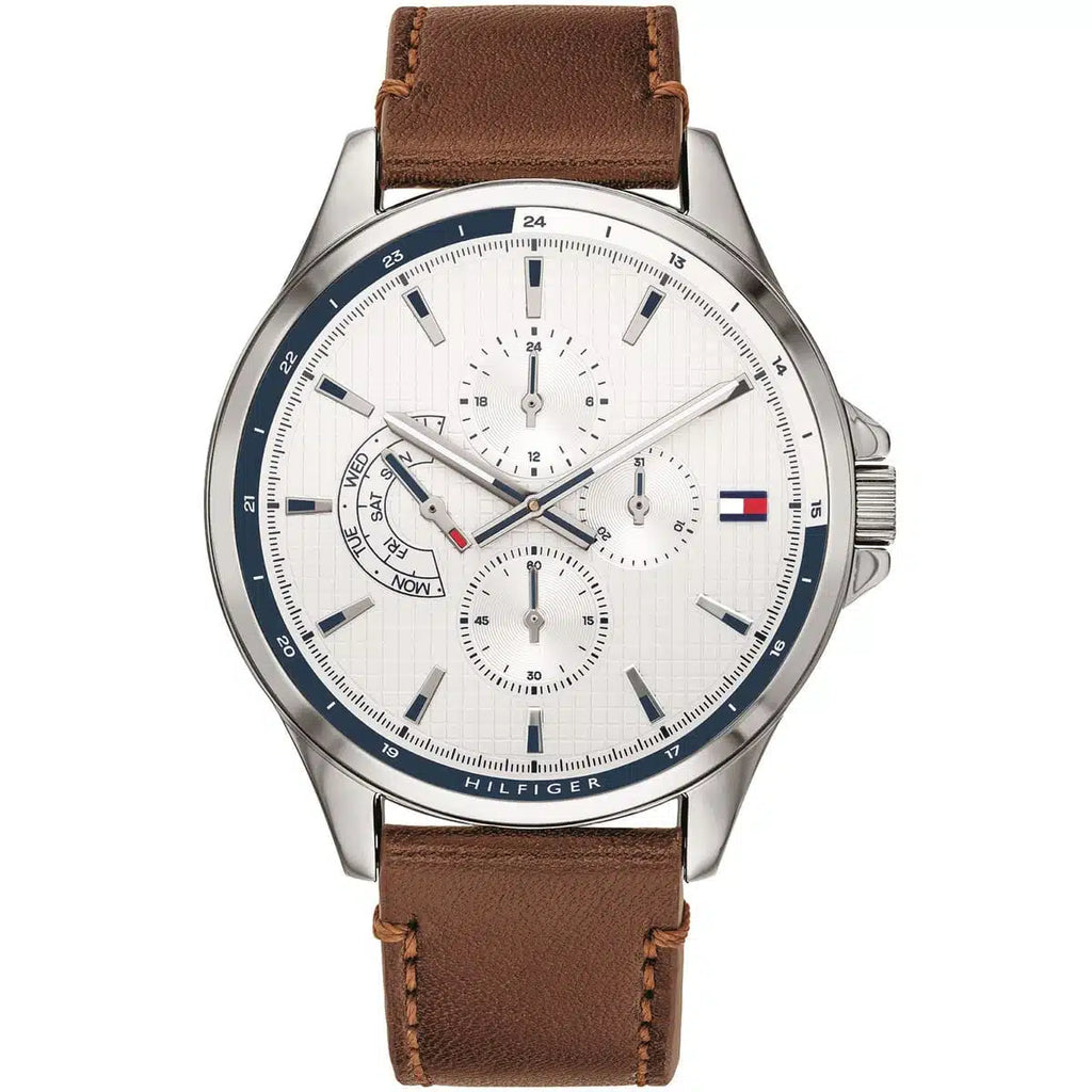 Original Tommy Hilfiger Shawn Men's Watch - Silver Case & Brown Leather (1791614)