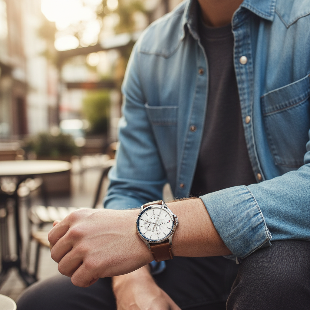Original Tommy Hilfiger Shawn Men's Watch - Silver Case & Brown Leather (1791614)