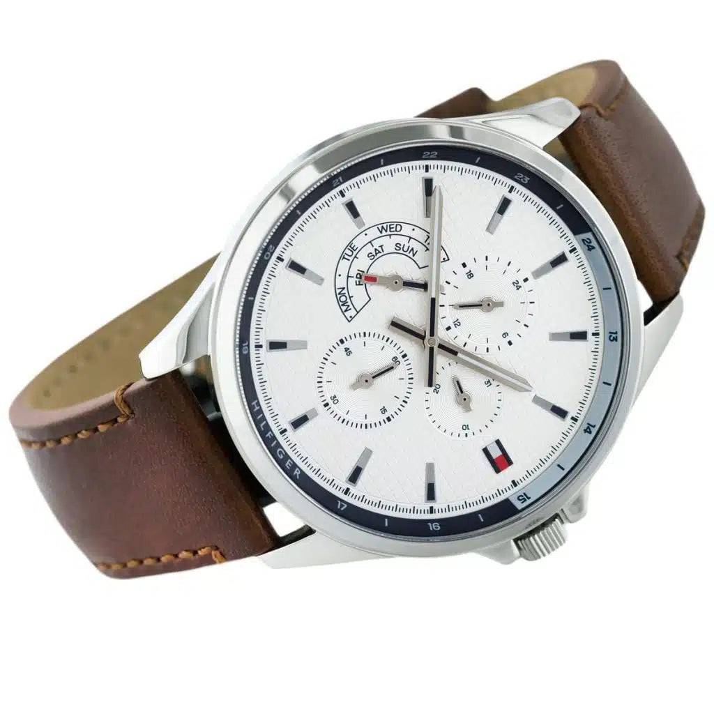 Original Tommy Hilfiger Shawn Men's Watch - Silver Case & Brown Leather (1791614)