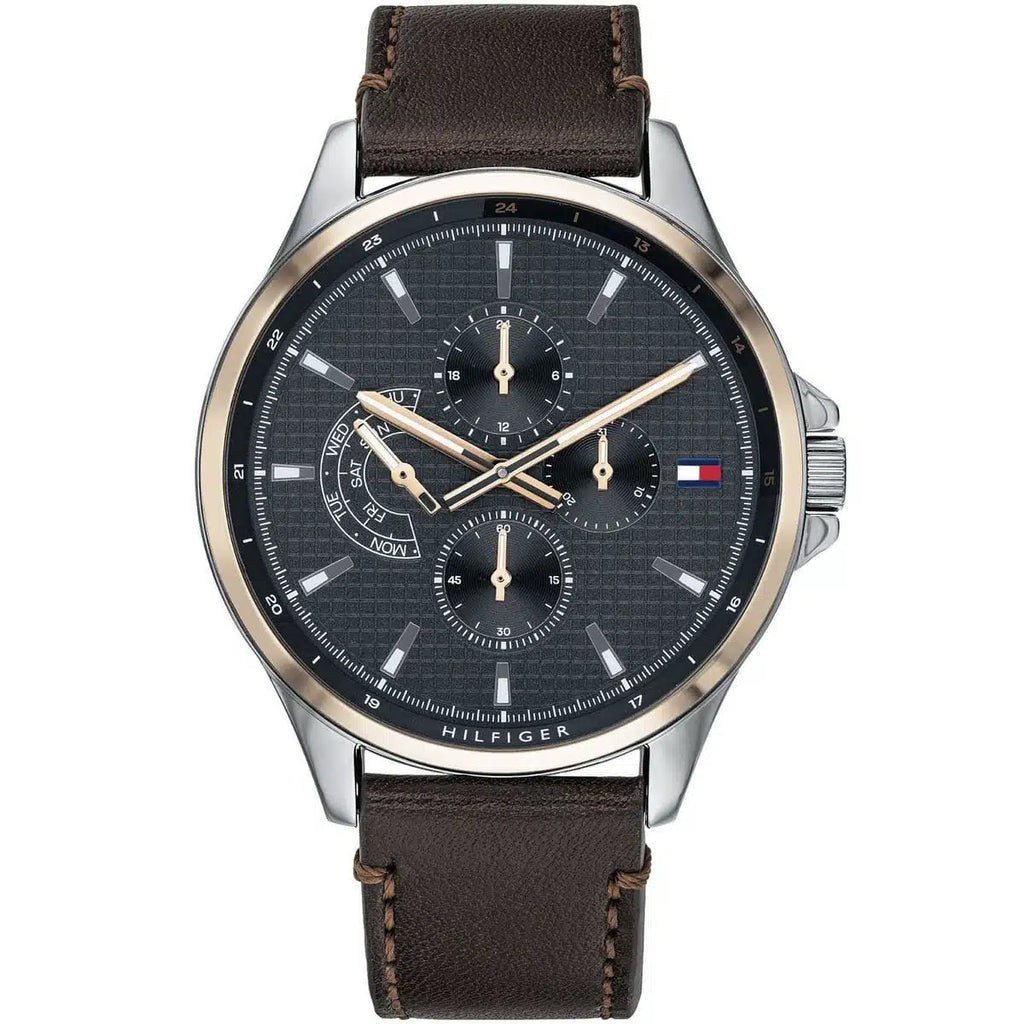 Original Tommy Hilfiger Shawn Men's Watch - Silver Case & Brown Leather (1791615)