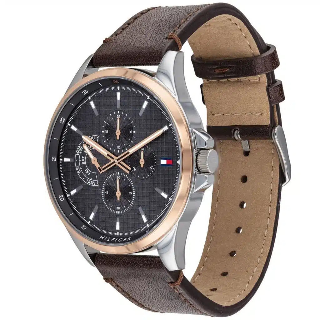Original Tommy Hilfiger Shawn Men's Watch - Silver Case & Brown Leather (1791615)