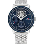 Original Tommy Hilfiger Stewart Men's Watch - Silver Mesh Steel & Navy Dial (1710609)