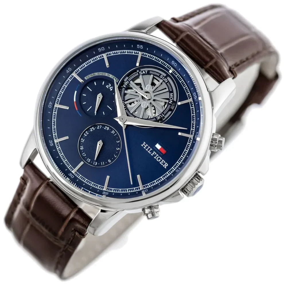Original Tommy Hilfiger Stewart Men's Watch - Silver Case & Brown Leather (1710629)