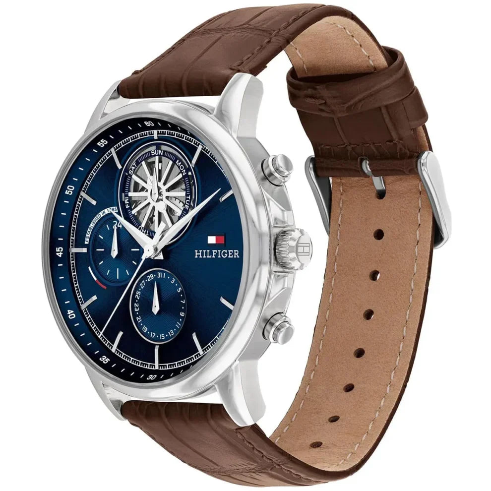 Original Tommy Hilfiger Stewart Men's Watch - Silver Case & Brown Leather (1710629)