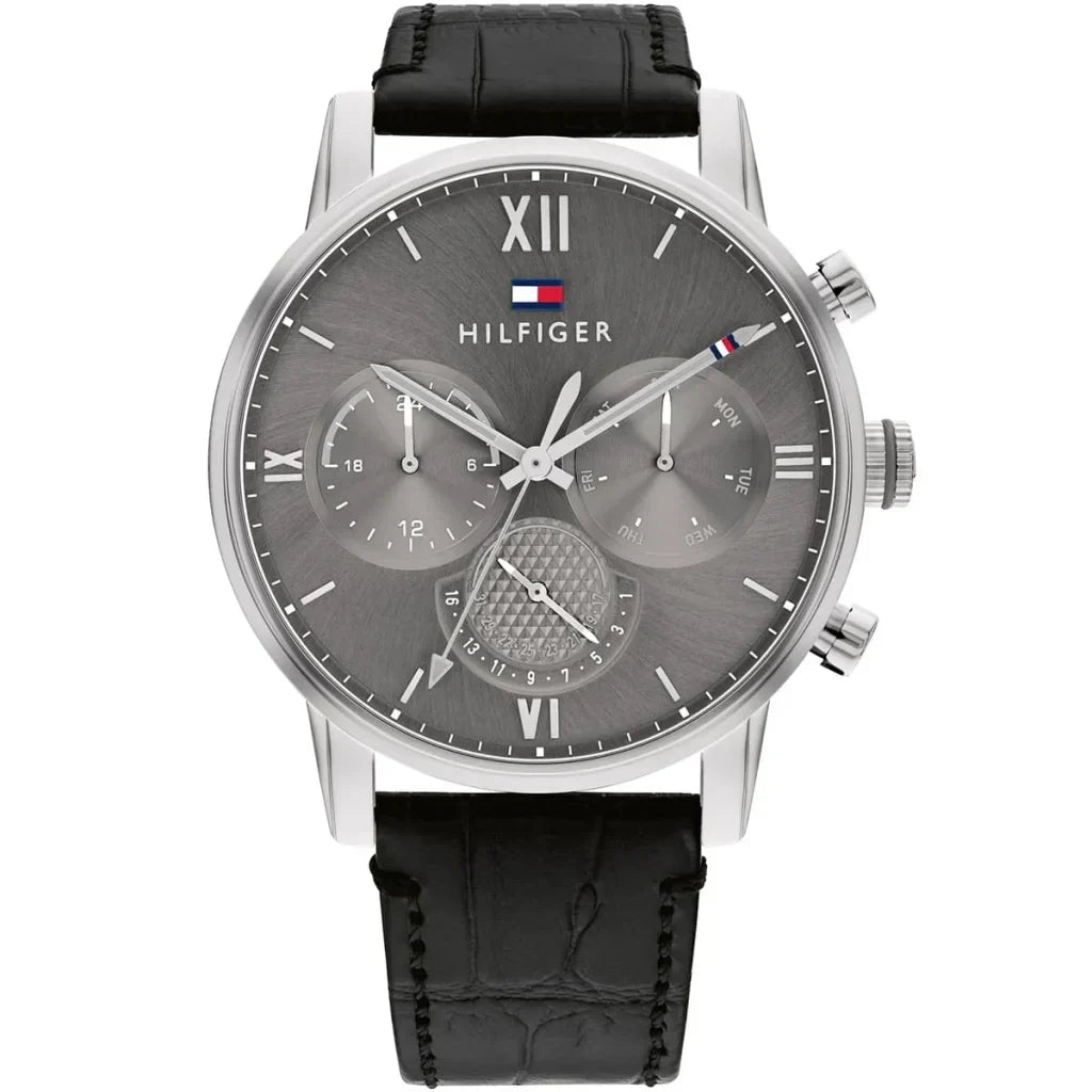 Original Tommy Hilfiger Men's Watch - Gray Dial & Black Leather (1791883)