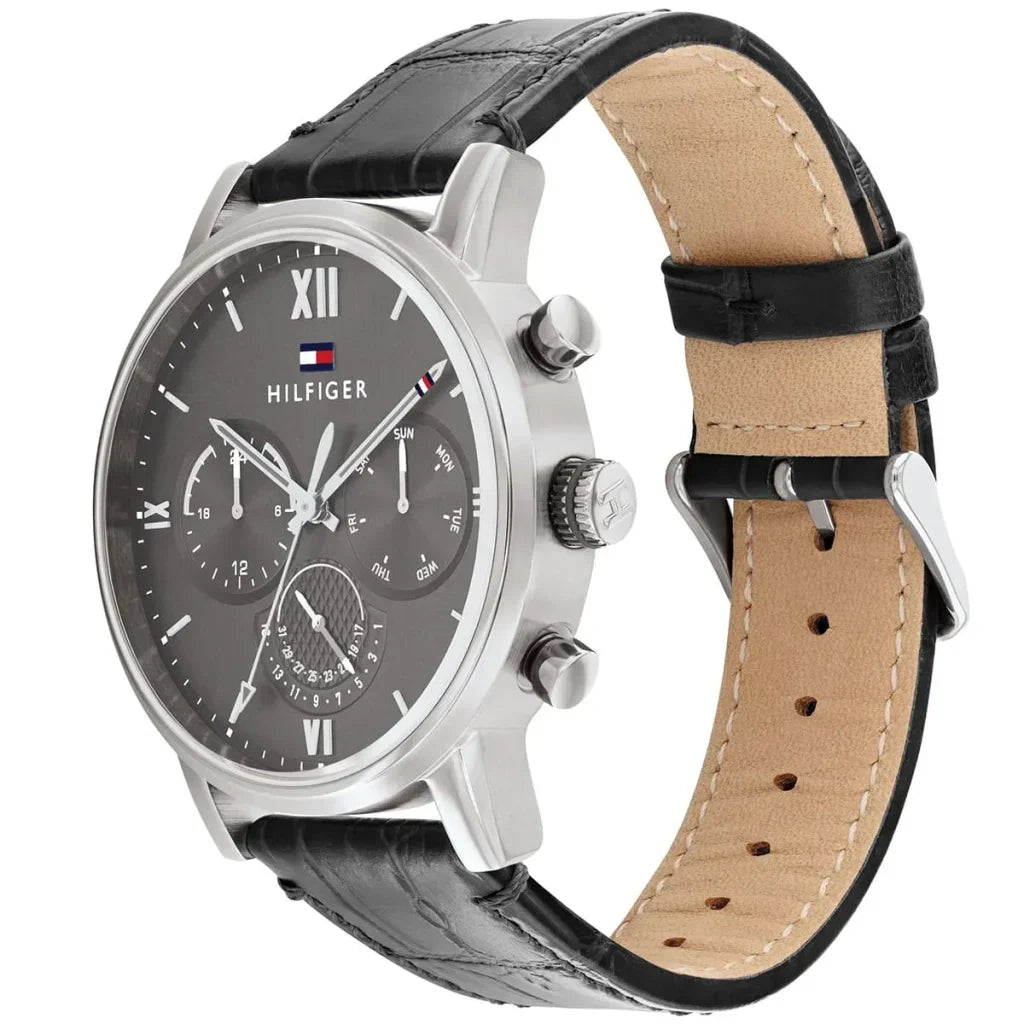 Original Tommy Hilfiger Men's Watch - Gray Dial & Black Leather (1791883)