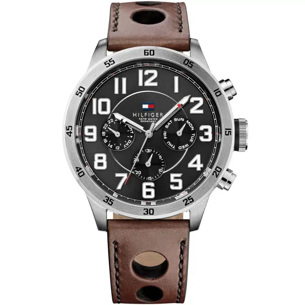 Original Tommy Hilfiger Men's Watch - Silver Case & Brown Leather (1791049)