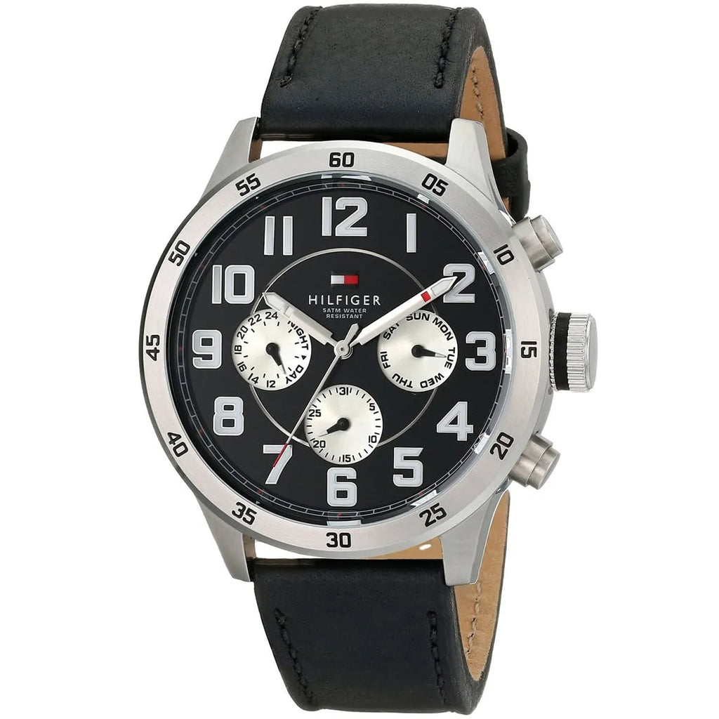 Original Tommy Hilfiger Men's Watch - Silver Case & Black Leather (1791050)