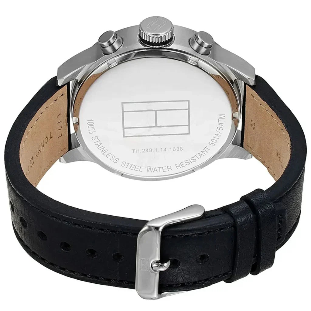 Original Tommy Hilfiger Men's Watch - Silver Case & Black Leather (1791050)