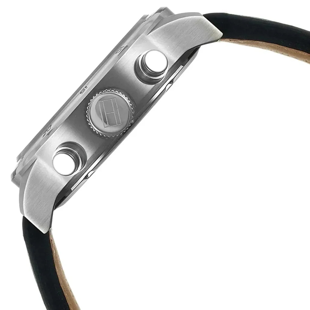 Original Tommy Hilfiger Men's Watch - Silver Case & Black Leather (1791050)