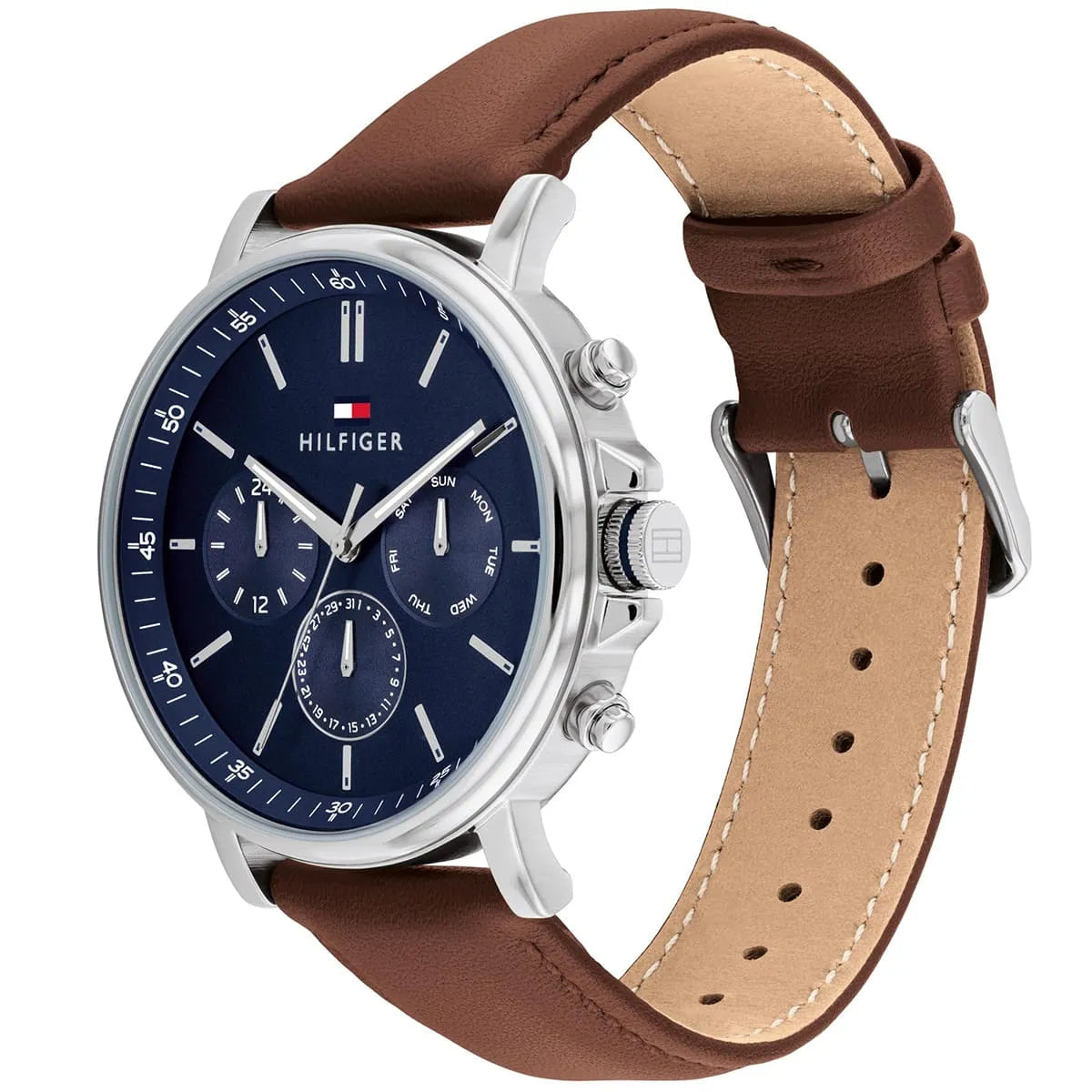 Original Tommy Hilfiger Tyson Men's Watch - Silver Case & Brown Leather (1710585)