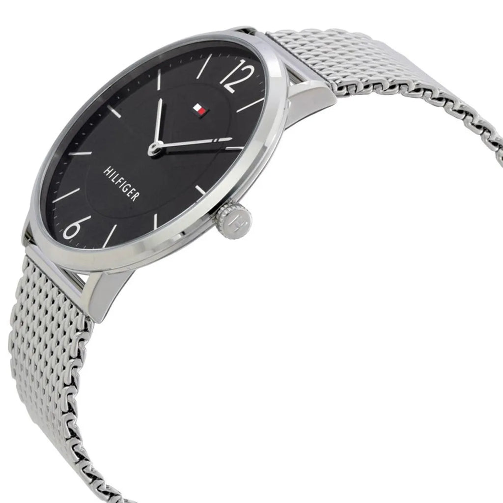 Original Tommy Hilfiger Ultra Slim Men's Watch - Silver Mesh Steel & Black Dial (1710355)