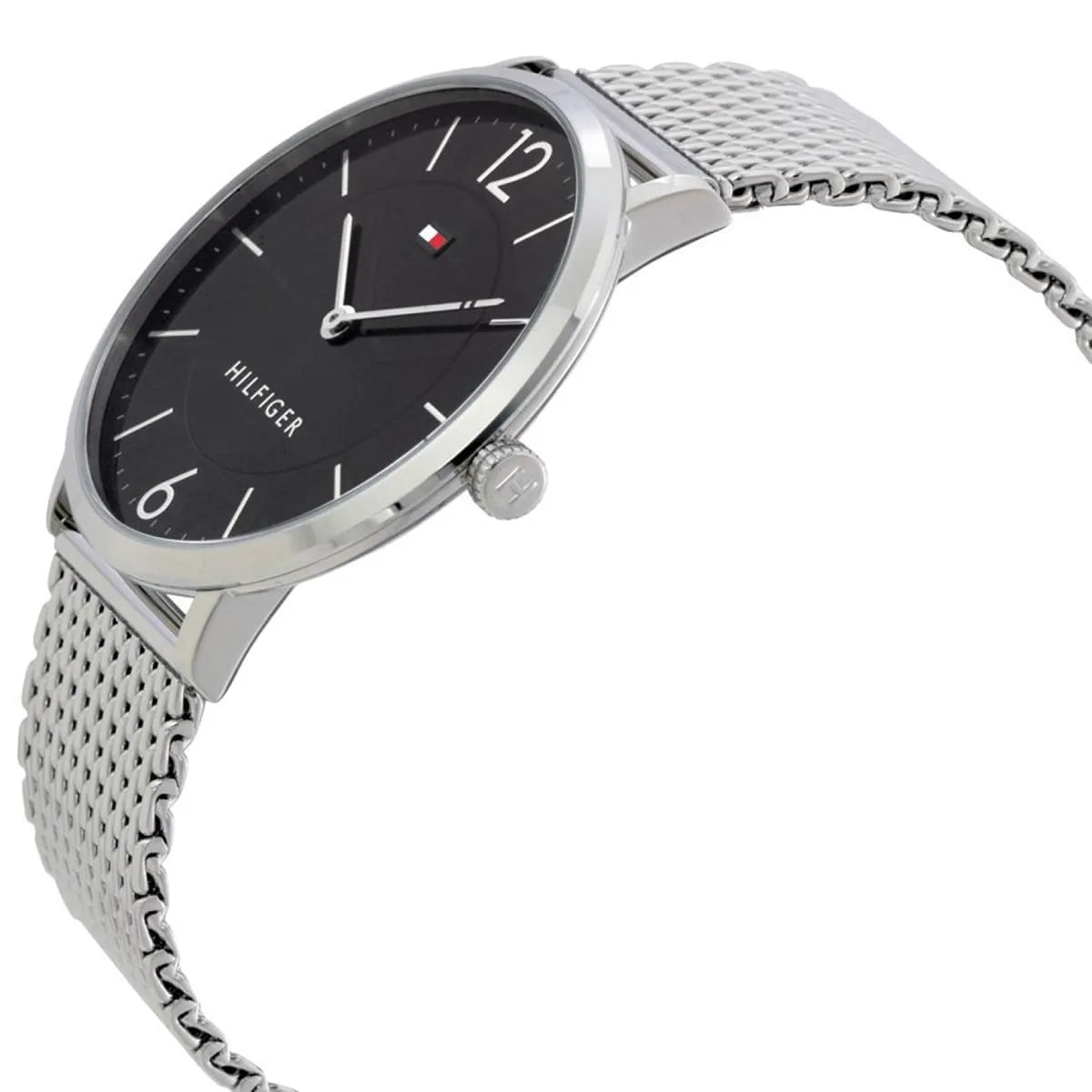 Original Tommy Hilfiger Ultra Slim Men's Watch - Silver Mesh Steel & Black Dial (1710355)