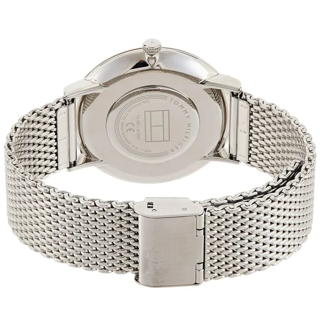 Original Tommy Hilfiger Ultra Slim Men's Watch - Silver Mesh Steel & Black Dial (1710355)