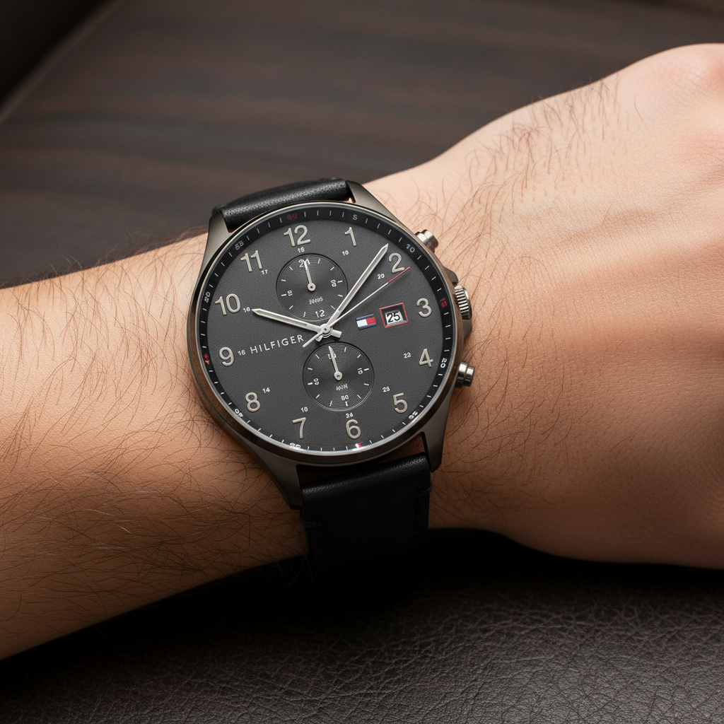 Original Tommy Hilfiger Men's Watch - All Black & Black Leather (1791711)
