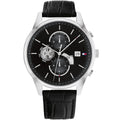 Original Tommy Hilfiger Men's Watch - Silver Case & Black Leather (1710502)