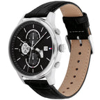 Original Tommy Hilfiger Men's Watch - Silver Case & Black Leather (1710502)