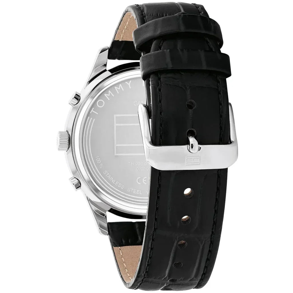 Original Tommy Hilfiger Men's Watch - Silver Case & Black Leather (1710502)