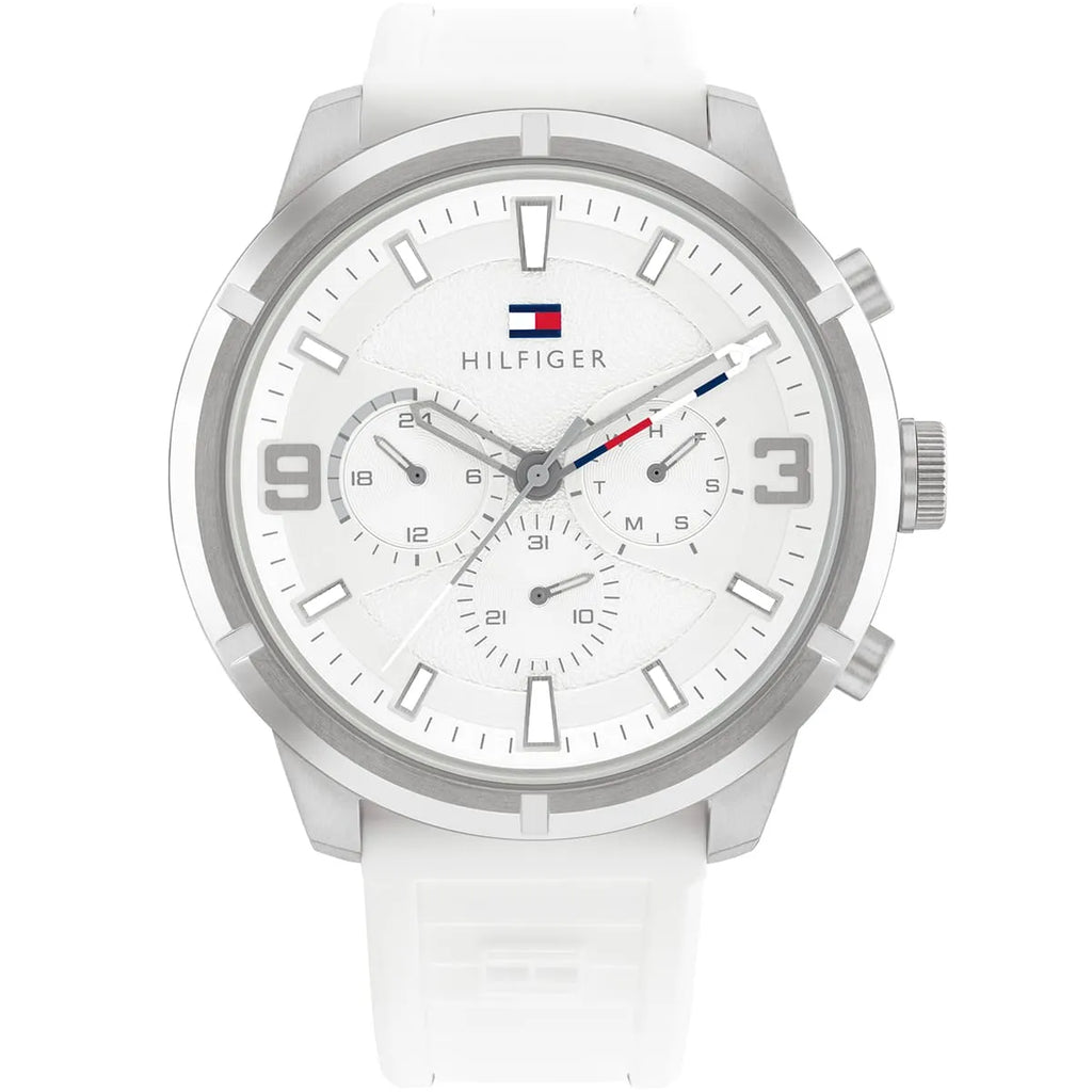 Original Tommy Hilfiger Wild Men's Watch - Silver Case & White Rubber Strap (1792072)