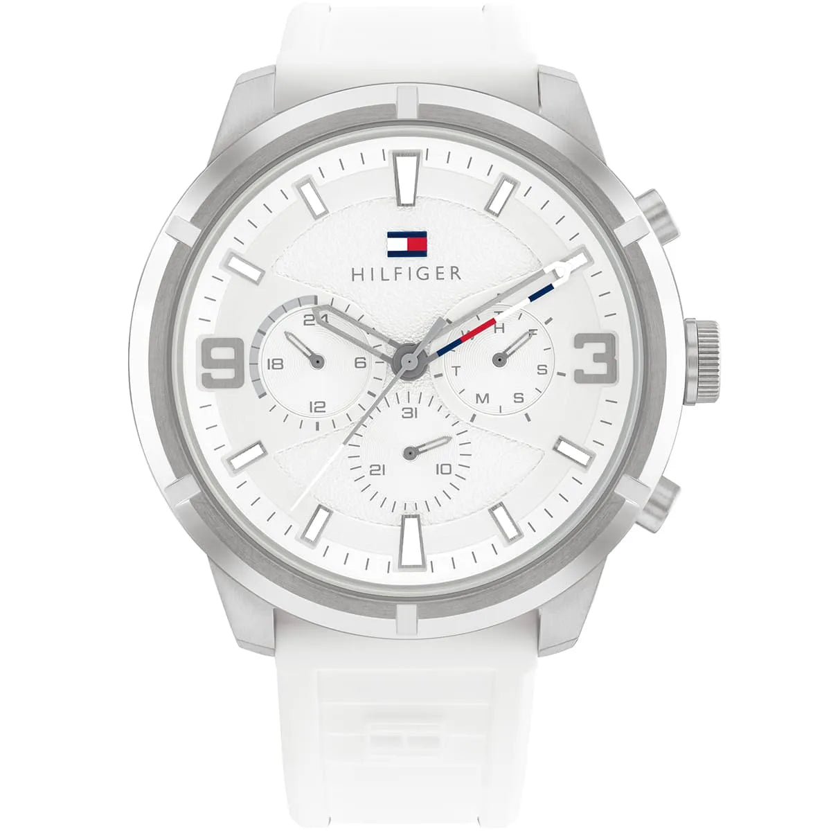 Original Tommy Hilfiger Wild Men's Watch - Silver Case & White Rubber Strap (1792072)