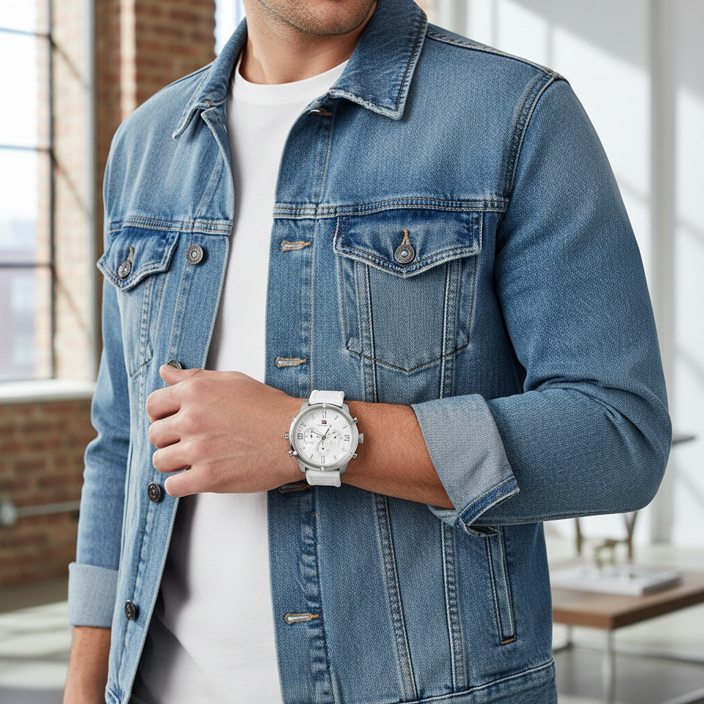 Original Tommy Hilfiger Wild Men's Watch - Silver Case & White Rubber Strap (1792072)