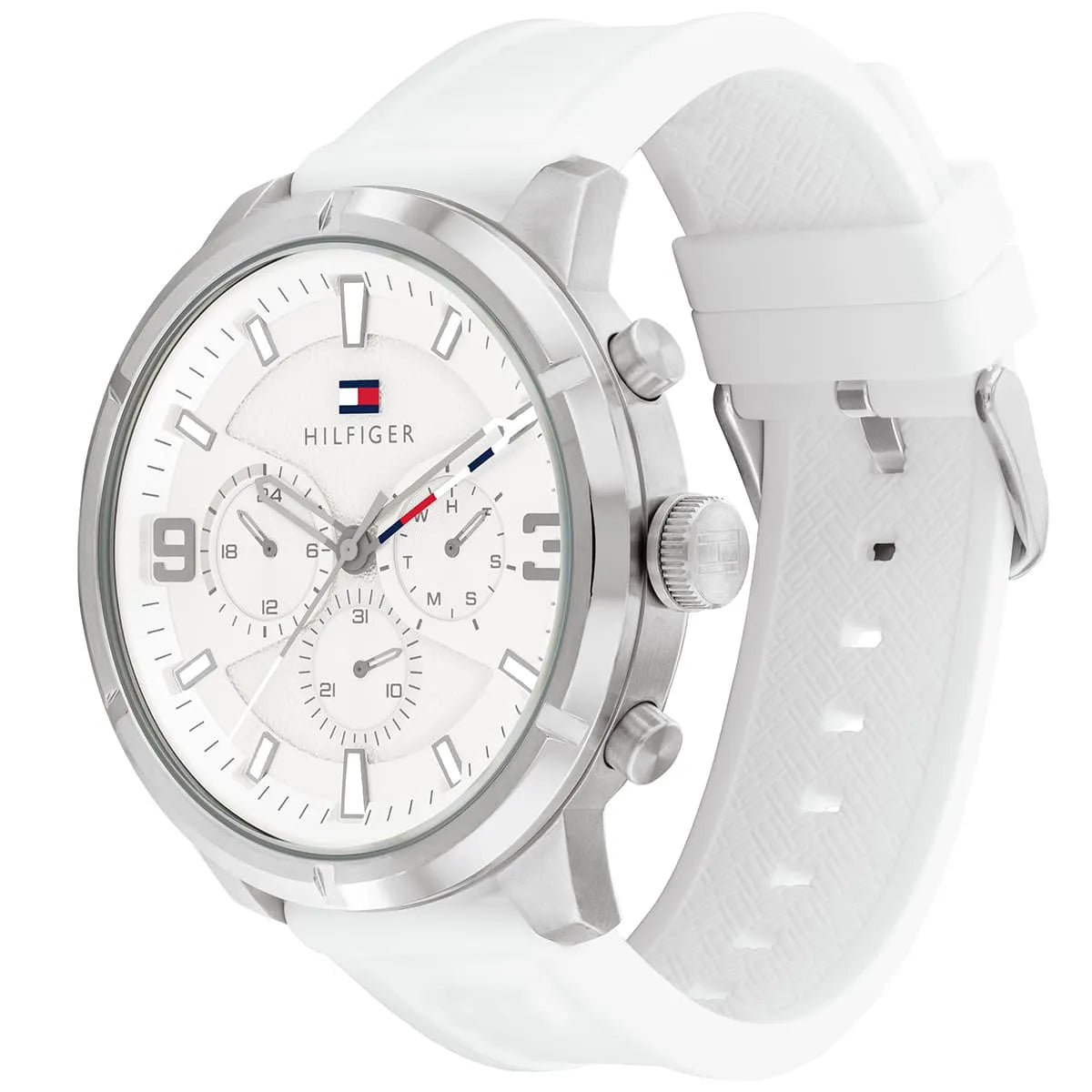 Original Tommy Hilfiger Wild Men's Watch - Silver Case & White Rubber Strap (1792072)