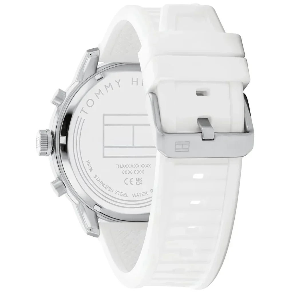 Original Tommy Hilfiger Wild Men's Watch - Silver Case & White Rubber Strap (1792072)