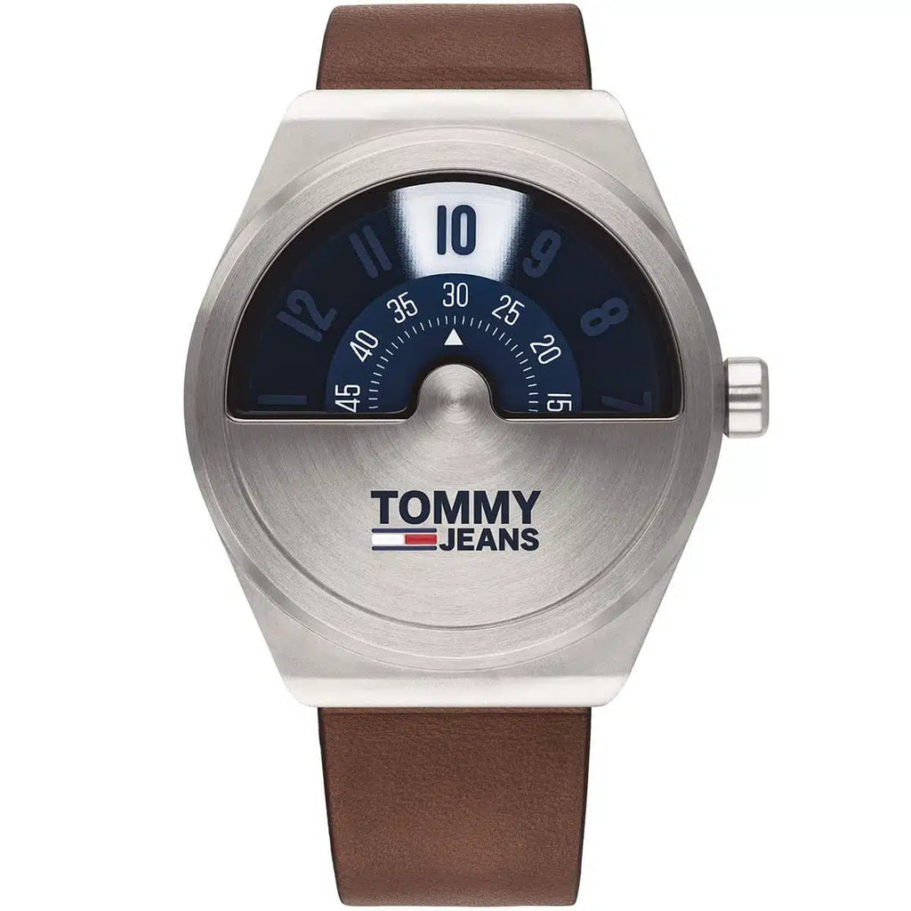 Original Tommy Jeans Monogram Pop Men's Watch - Silver Case & Brown Leather (1791772)