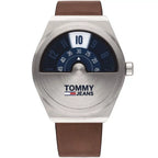 Original Tommy Jeans Monogram Pop Men's Watch - Silver Case & Brown Leather (1791772)