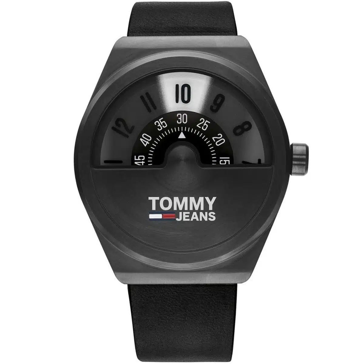 Original Tommy Jeans Monogram Pop Men's Watch - Gunmetal Case & Black Leather (1791773)