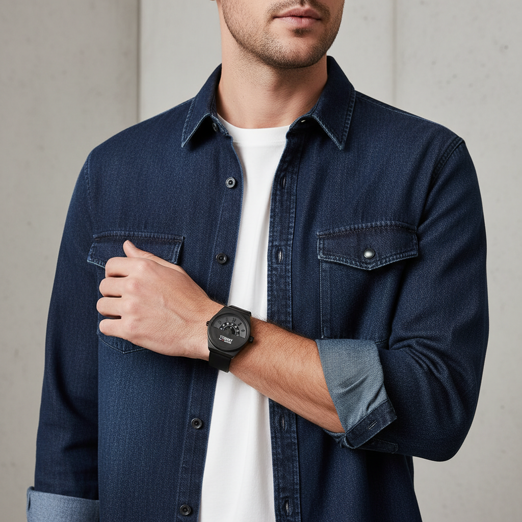 Original Tommy Jeans Monogram Pop Men's Watch - Gunmetal Case & Black Leather (1791773)