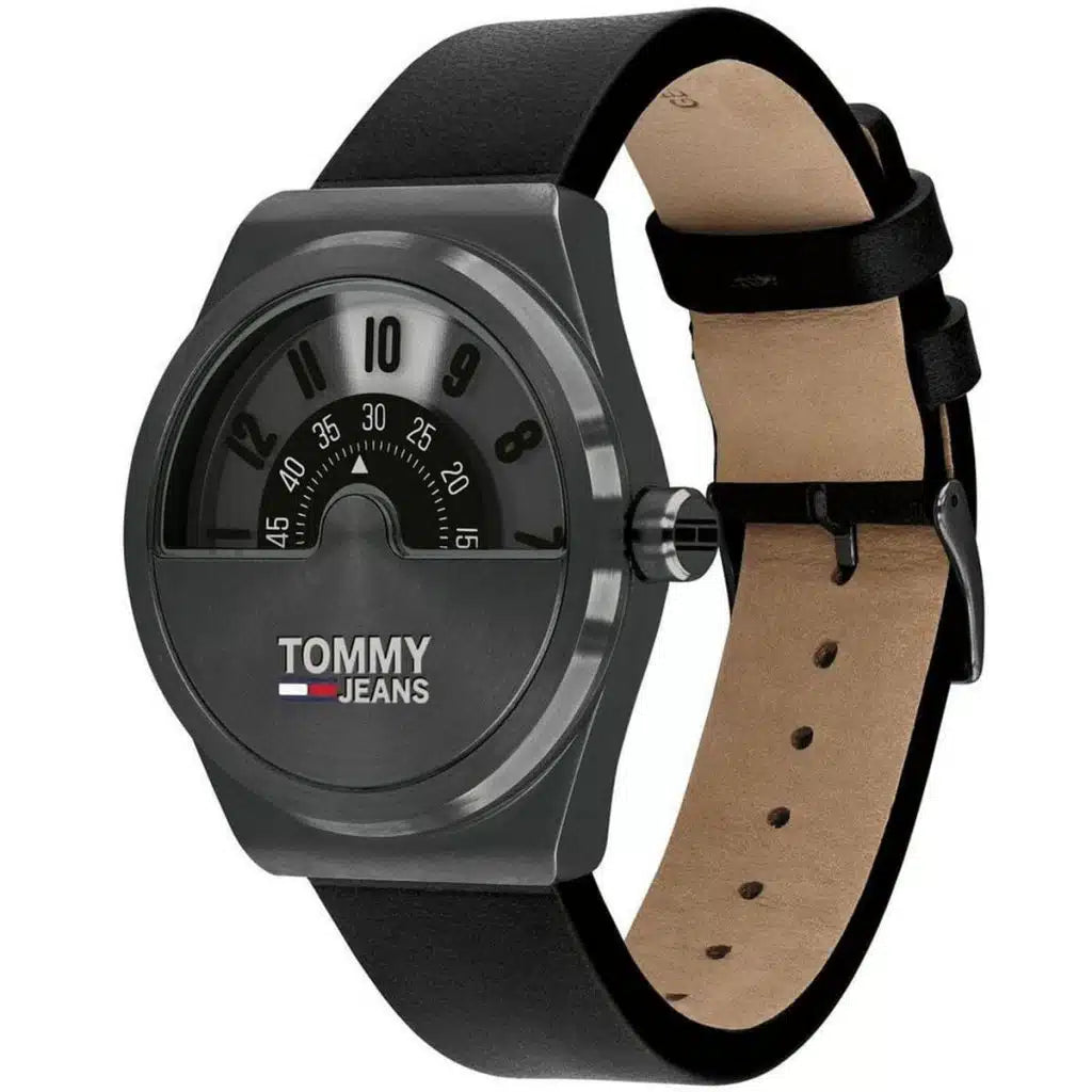 Original Tommy Jeans Monogram Pop Men's Watch - Gunmetal Case & Black Leather (1791773)