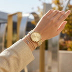 Guess U1155L3 Gold Case Gold Dial Gold Silver Striped Mesh Women's Watch