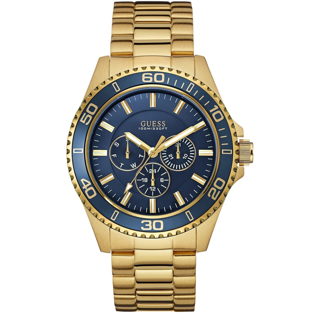 Guess Chaser Chronograph W0172G5 Gold Case Blue Dial Gold Metal Men's Watch