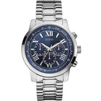 Guess Horizon W0379G3 Silver Tone Blue Dial Chronograph Look Watch