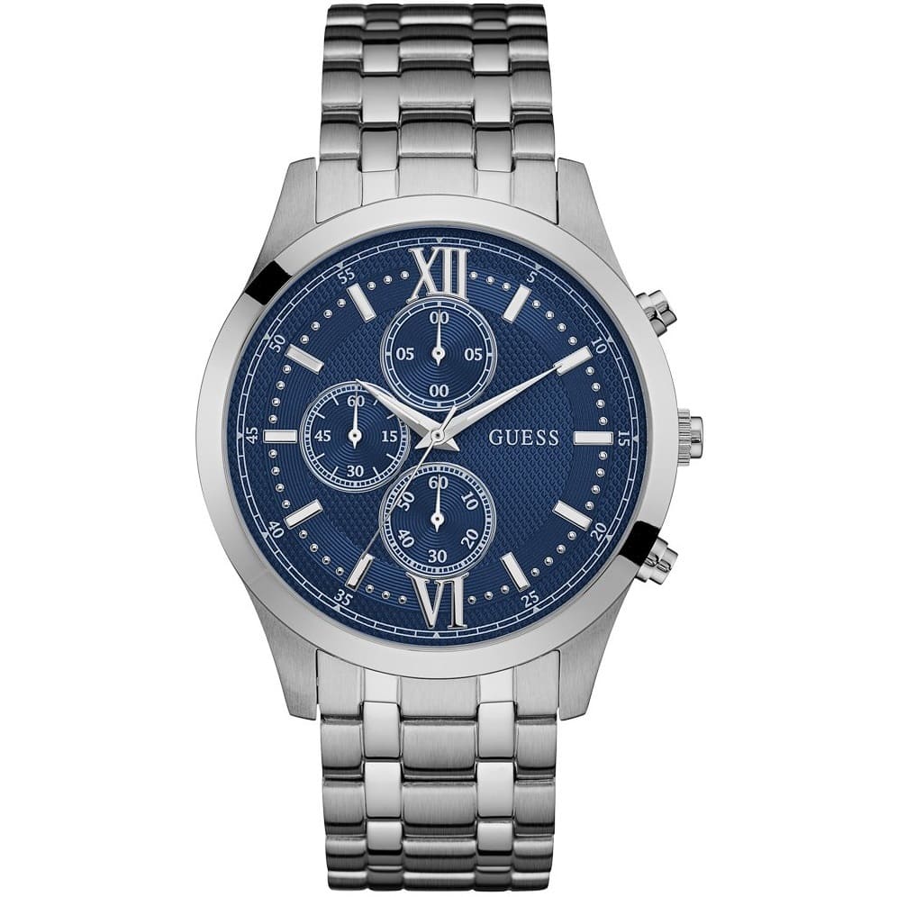 Guess Hudson Multi-Function W0875G1 Silver Case Blue Dial Silver Metal Men's Watch