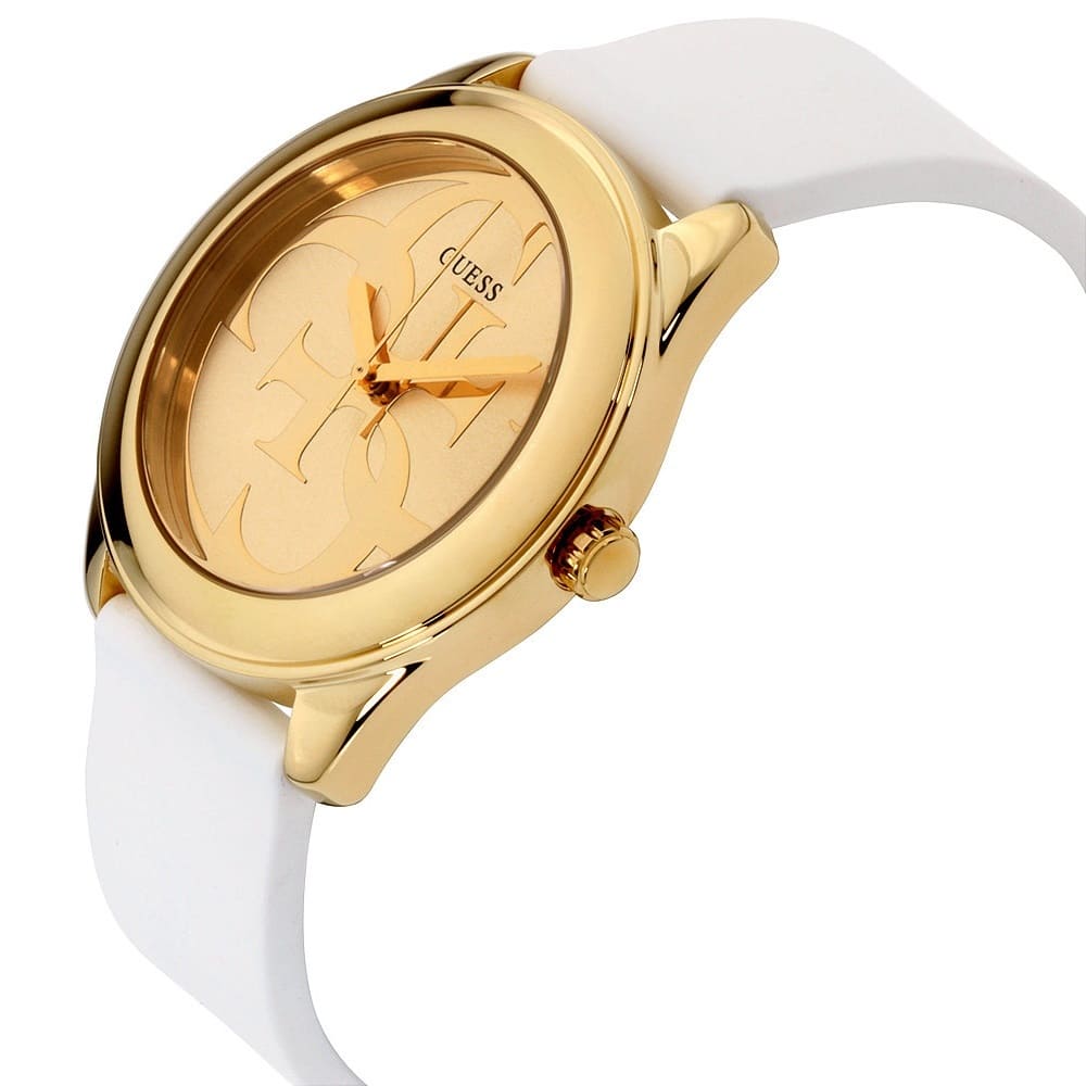 Guess G-Twist W0911L7 Gold Tone Case White Silicone Strap Watch