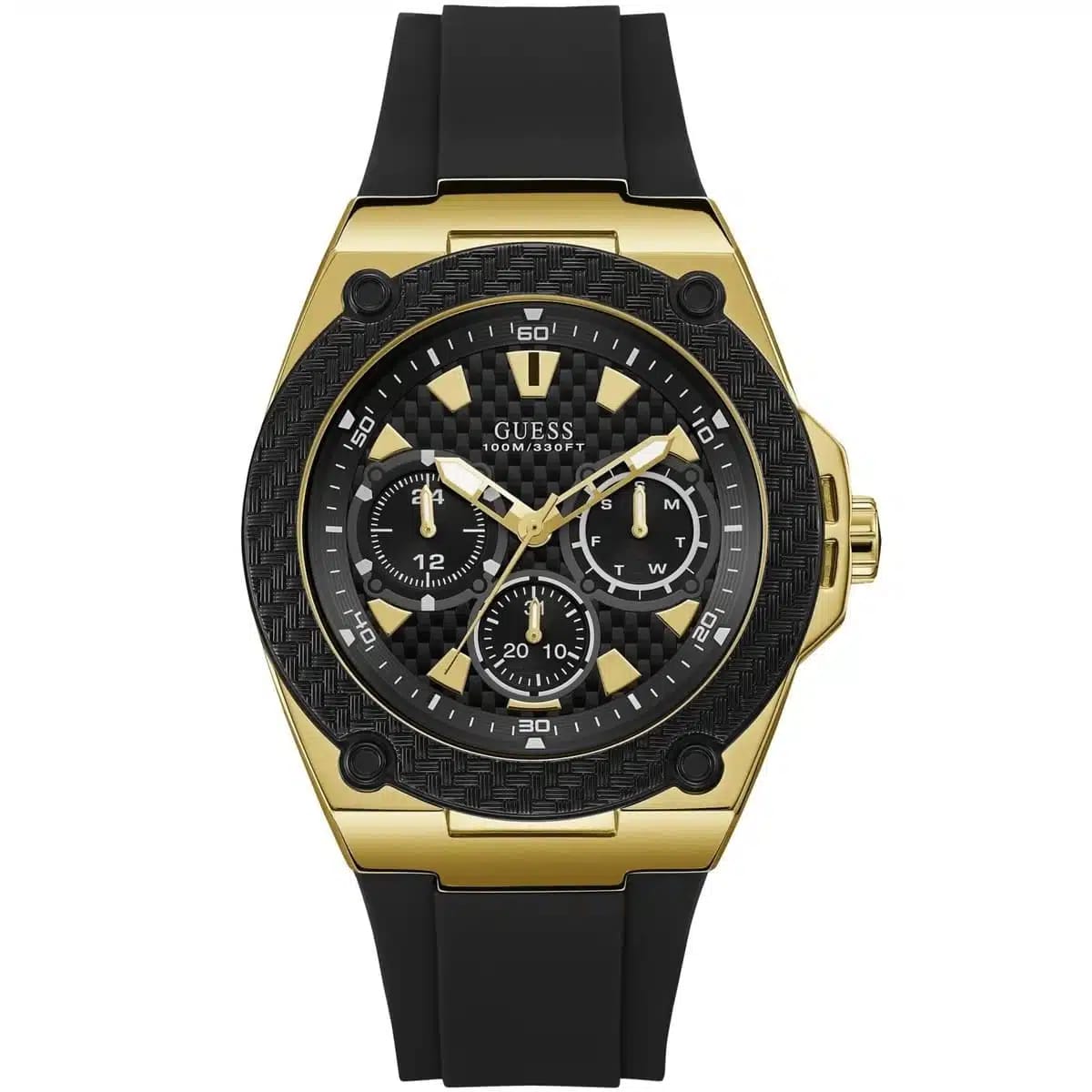 Guess Legacy Multi-Function W1049G5 Gold Case Black Dial Black Rubber Men's Watch