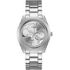 ساعة يد فضية اللون Guess G-Twist W1082L1 مينا بشعار متشابك