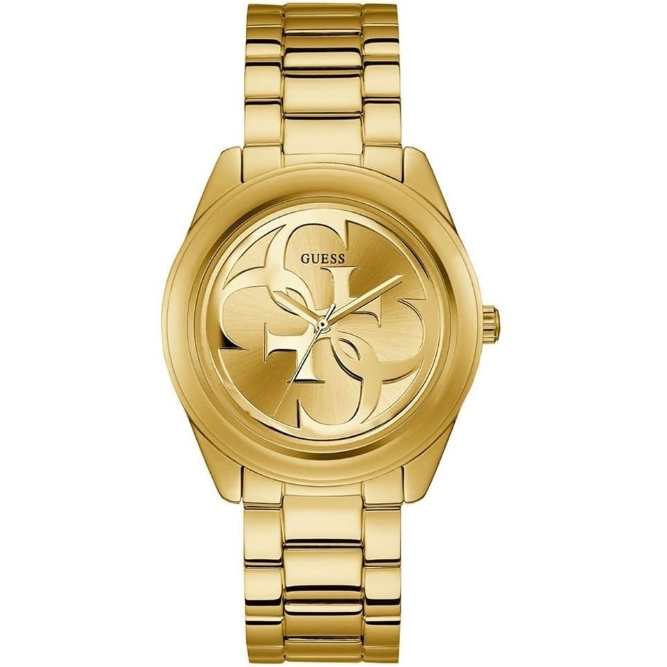 Guess G-Twist W1082L2 Gold Tone Interlocking Logo Dial Watch