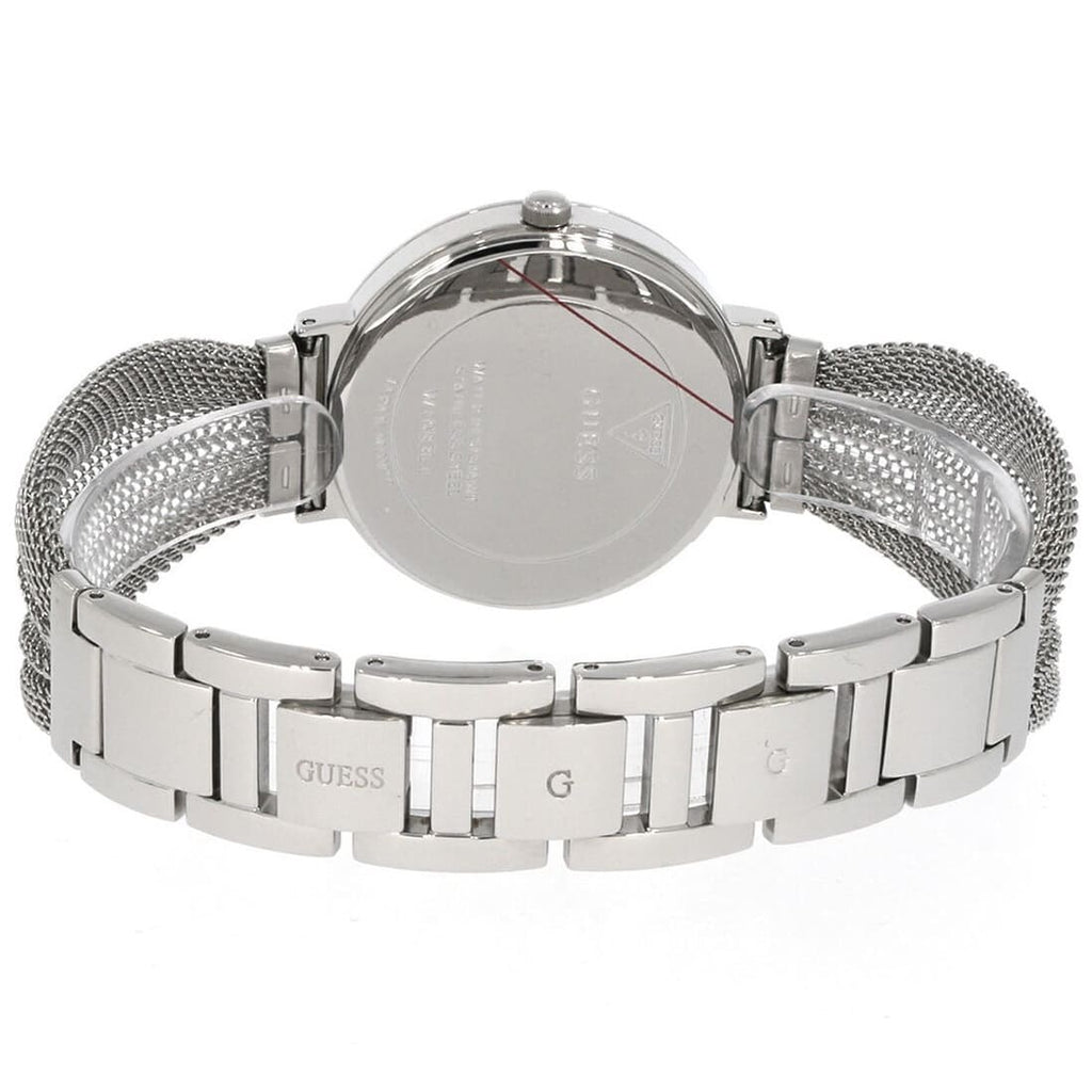ساعة كريستال سوار شبكي فضية اللون W1083L1 شيفون من Guess
