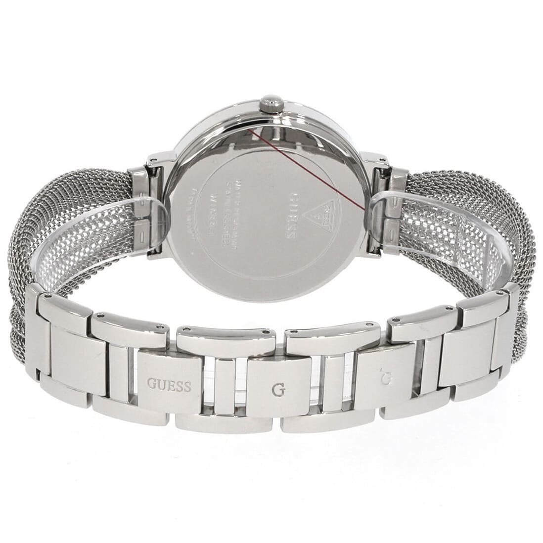 ساعة كريستال سوار شبكي فضية اللون W1083L1 شيفون من Guess