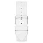Guess Zena Multi-Function W1094L1 Silver Case Gold Bezel White Rubber Women's Watch