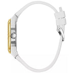 Guess Zena Multi-Function W1094L1 Silver Case Gold Bezel White Rubber Women's Watch