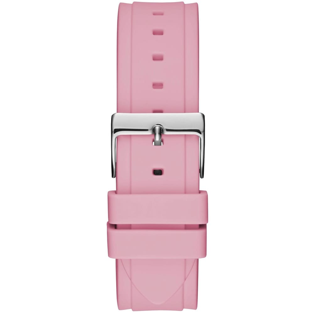 Guess Zena Multi-Function W1094L4 Silver Case Rose Gold Bezel Pink Rubber Women's Watch