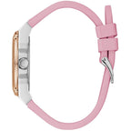 Guess Zena Multi-Function W1094L4 Silver Case Rose Gold Bezel Pink Rubber Women's Watch