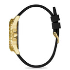 Guess Swirl Multi-Function W1096L3 Gold Case Crystal Bezel Black Dial Black Crystal Rubber Women's Watch